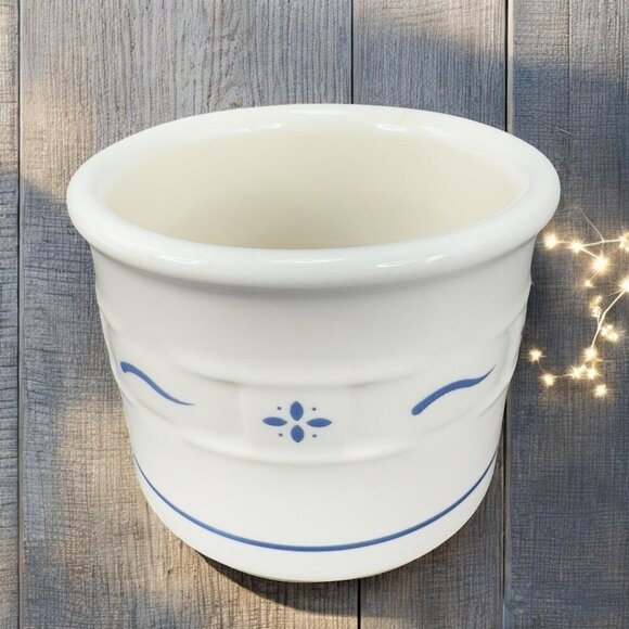 Vintage Longaberger Woven Traditions Blue Small Crock 1 Qt Ceramic Dish Bowl VTG - Picture 1 of 11